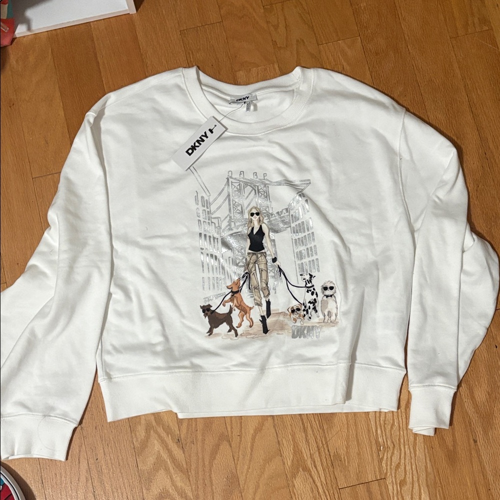 DKNY Cream Graphic Women's Sweater